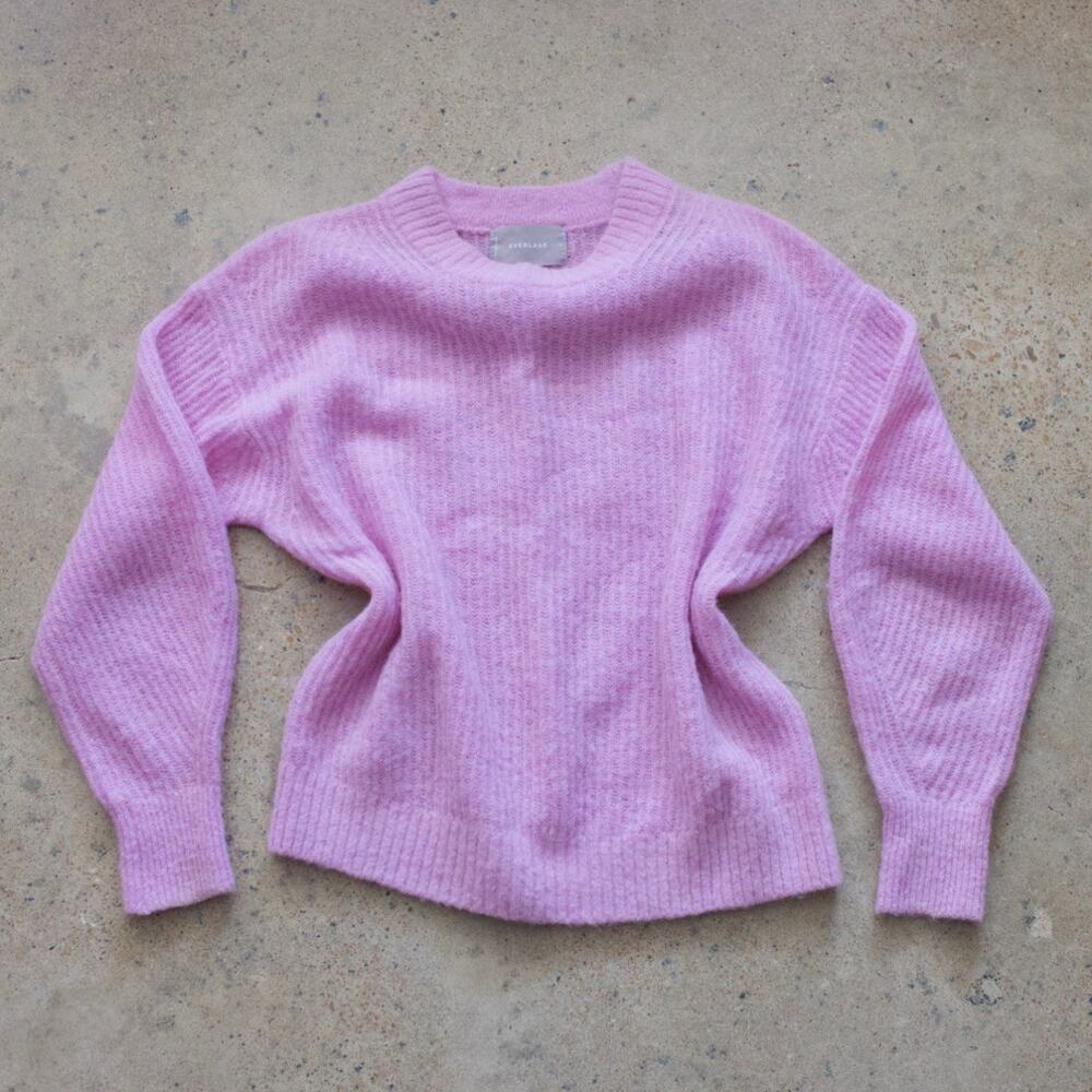 Everlane Alpaca Blend Sweater Pink Crewneck Fuzzy Knit Pullover Size Small